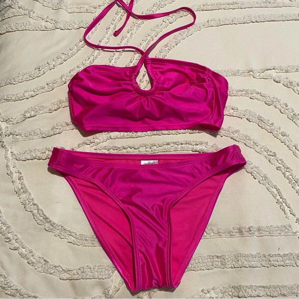 wild fable Hot Pink Halter Keyhole Bikini Set xxs/XS - Picture 5 of 10